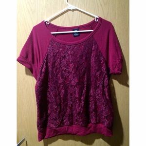 Short Sleeve Red Sweater Top