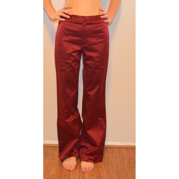 Red Silky Cotton Trousers - Picture 2 of 3