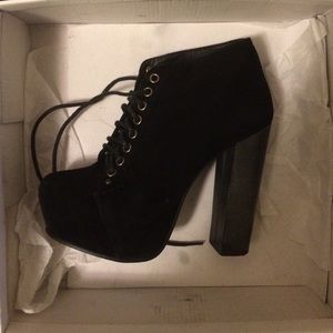 Ankle black lace up booties