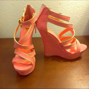 Coral Strappy Wedges from Shiekh Shoes
