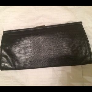 Faux snake skin clutch with chain