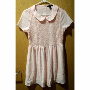 Pink Floral Dress with Peter Pan Collar