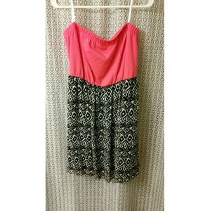 Half coral, half pattern dress