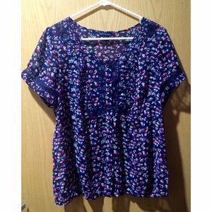 Blue Top with Lace Detailing