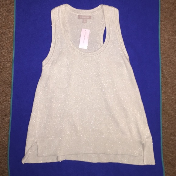 NWT Banana Republic Cream Shimmer Sweater Vest SzL