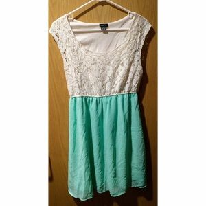 Cream Lace and Mint Green Dress
