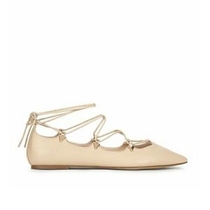 Beige lace up flats