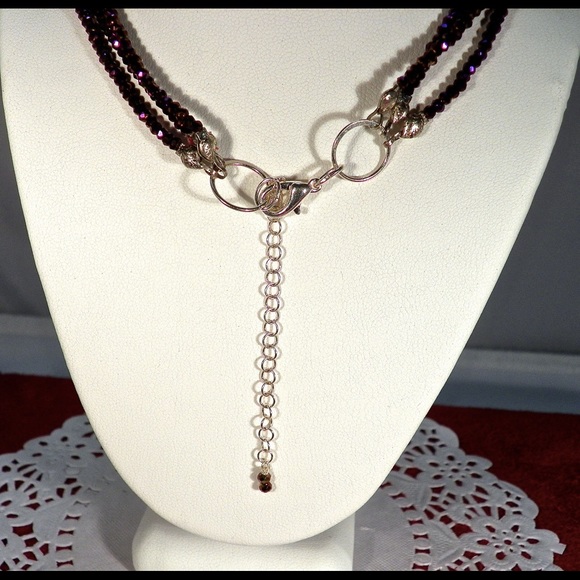 Three-Row dark purple Crystal Necklace - Picture 3 of 3
