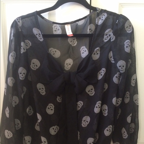 Skull Bow Sheer Top