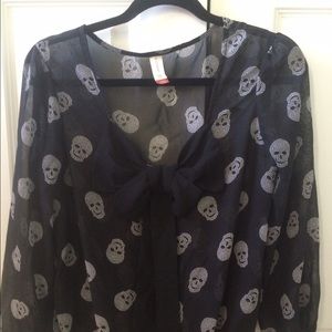 Skull Bow Sheer Top