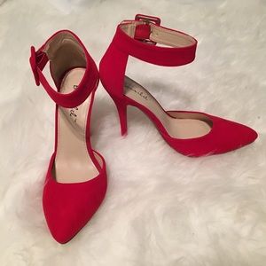 Red Suede Strappy Heel