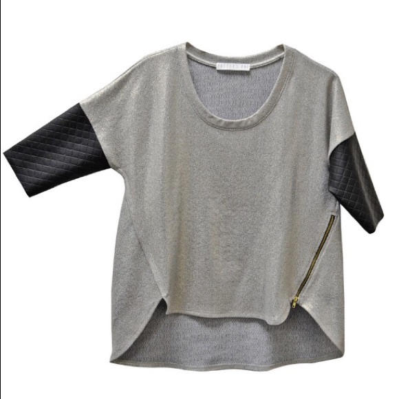 Potter's Pot Gold & Faux leather scoop neck top M