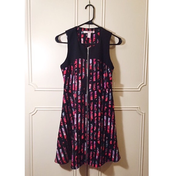 NWT Contemporary Striped Floral Fit & Flare Dress - Picture 2 of 4