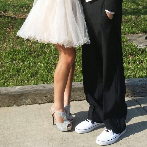 Peep Toe Rhinestone Platform Heels - Picture 4 of 4