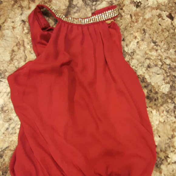 Red halter style dressy top