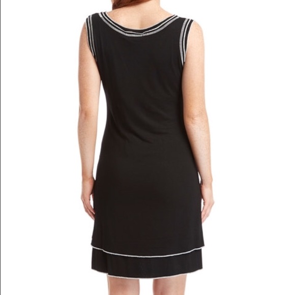 Black Stripe Layered Sleeveless Dress. - Picture 2 of 4