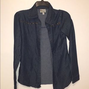 Studded Chambray Top