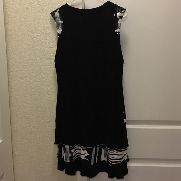 Black Stripe Ruffle A-Line Dress - Picture 2 of 4