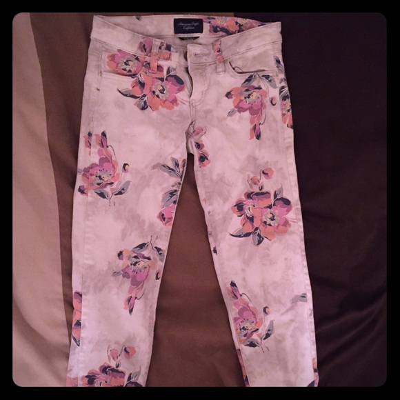 American Eagle Floral Skinny Stretch Jeans