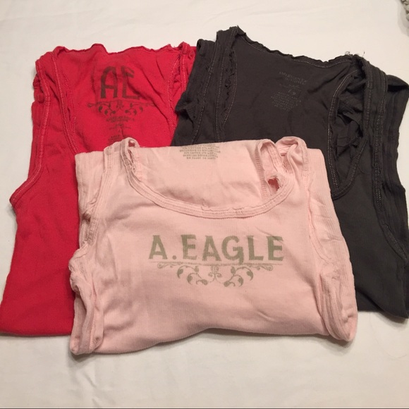 (3) American Eagle Distressed Racerback Tanks