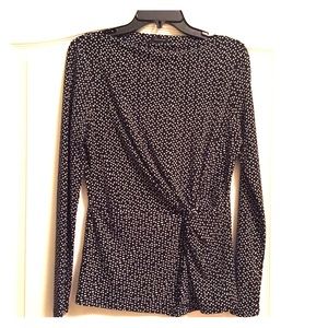 Ann Taylor Navy and White Polka Dot Top