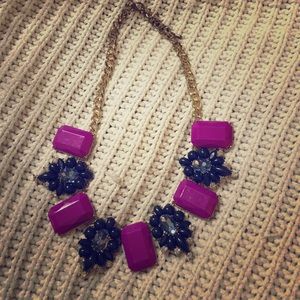 Magenta and Navy Statement Necklace