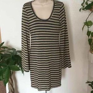 Long sleeve striped knit dress
