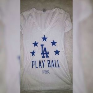 PINK LA Blue and White Top