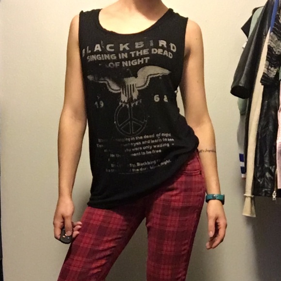 Super soft black cutoff t-shirt/tank top