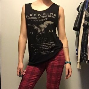 Super soft black cutoff t-shirt/tank top