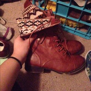 Brown lace up boots