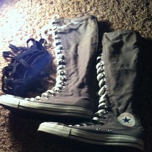 Grey knee high converse