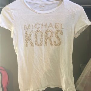 Size small Michael Kors white and gold tee shirt