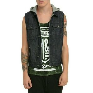 Dark Blue Denim Hooded Vest