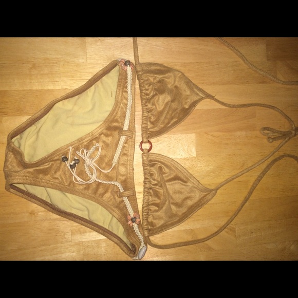 Tan suede-like/moleskin bikini