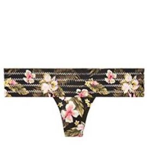 New Victoria's Secret PINK Stripe Lace Trim Thong - Large