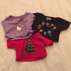 Build-a-Bear 3 shirts, 1 pair of shorts, 1 skirt