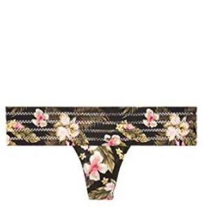 New Victoria's Secret PINK Stripe Lace Trim Thong - XS
