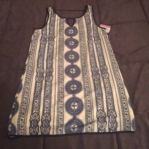 Printed navy and white dress