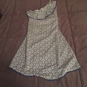 One shoulder geometric print dress