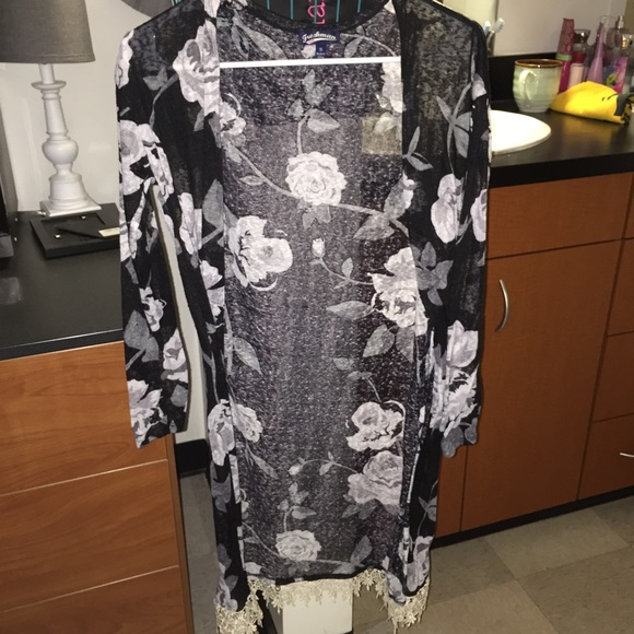 Black and floral cardigan