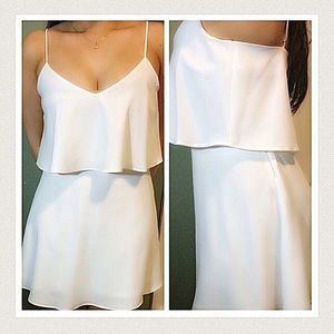 White flounce lined layered cami dress