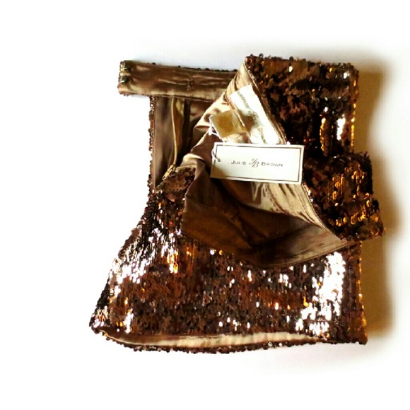 Julie Brown Pants - Julie Brown Bronze Sequin Shorts