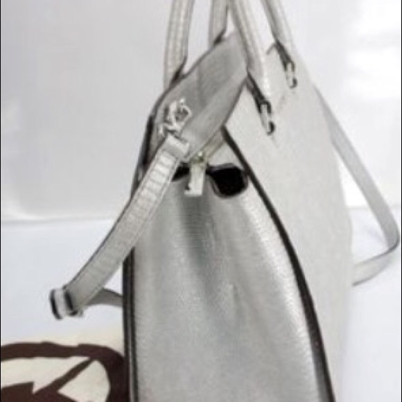 Silver Snakeskin Michael Kors Satchel - Picture 3 of 4