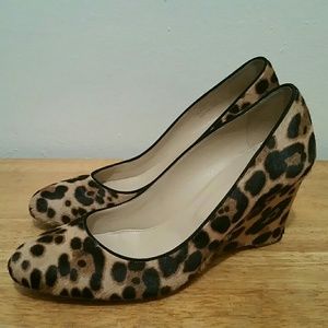 J Crew Collection  Animal Print Wedged Heel Shoes