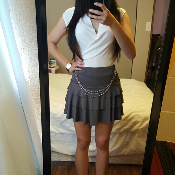 Gray tiered skirt