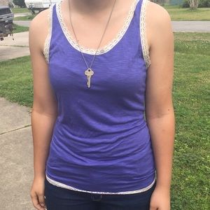 Purple comfy tank with lace