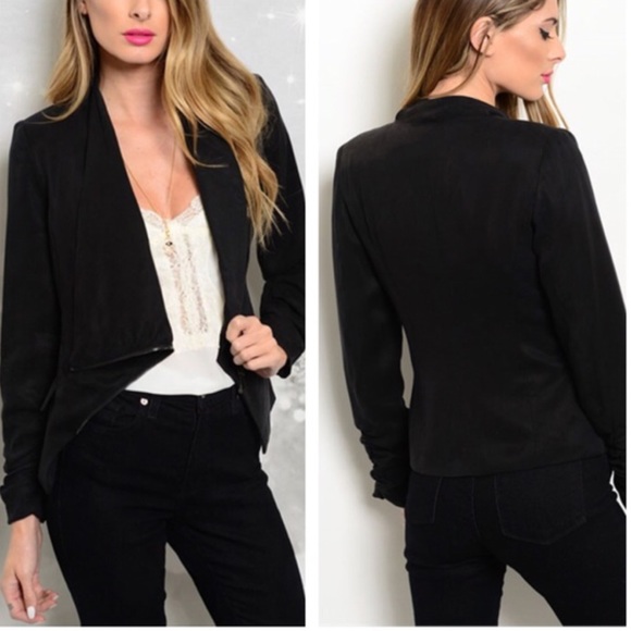 Asymmetrical Zip Black Jacket - Picture 2 of 4