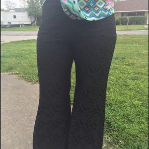 Black lace palazzo pants