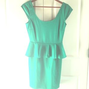 Green Peplum Classic Coctail Dress